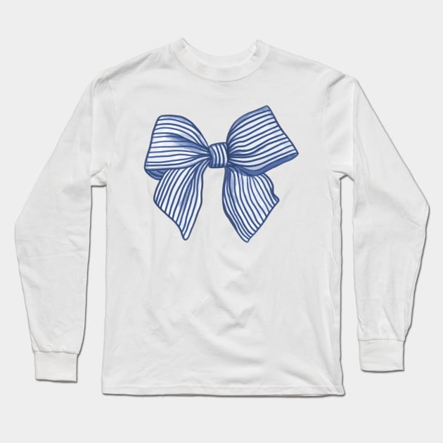 Coquette Navy Blue Bow Long Sleeve T-Shirt by YourGoods